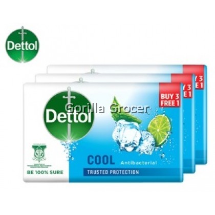 Dettol Antibacterial Cool Bar Soap 100g (Buy 3 Free 1 " bonus 65g x 1" )=465g